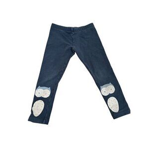 Tea Collection Kids Navy Blue Leggings With Owl Knee Print Size 3